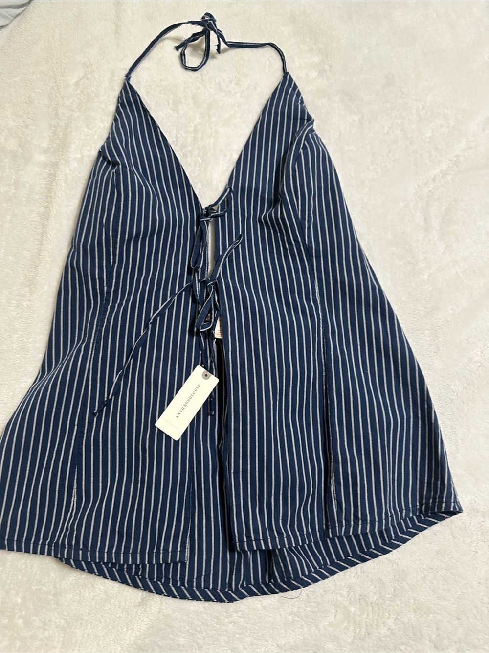 Anthropologie Navy and White Striped Halter Tunic